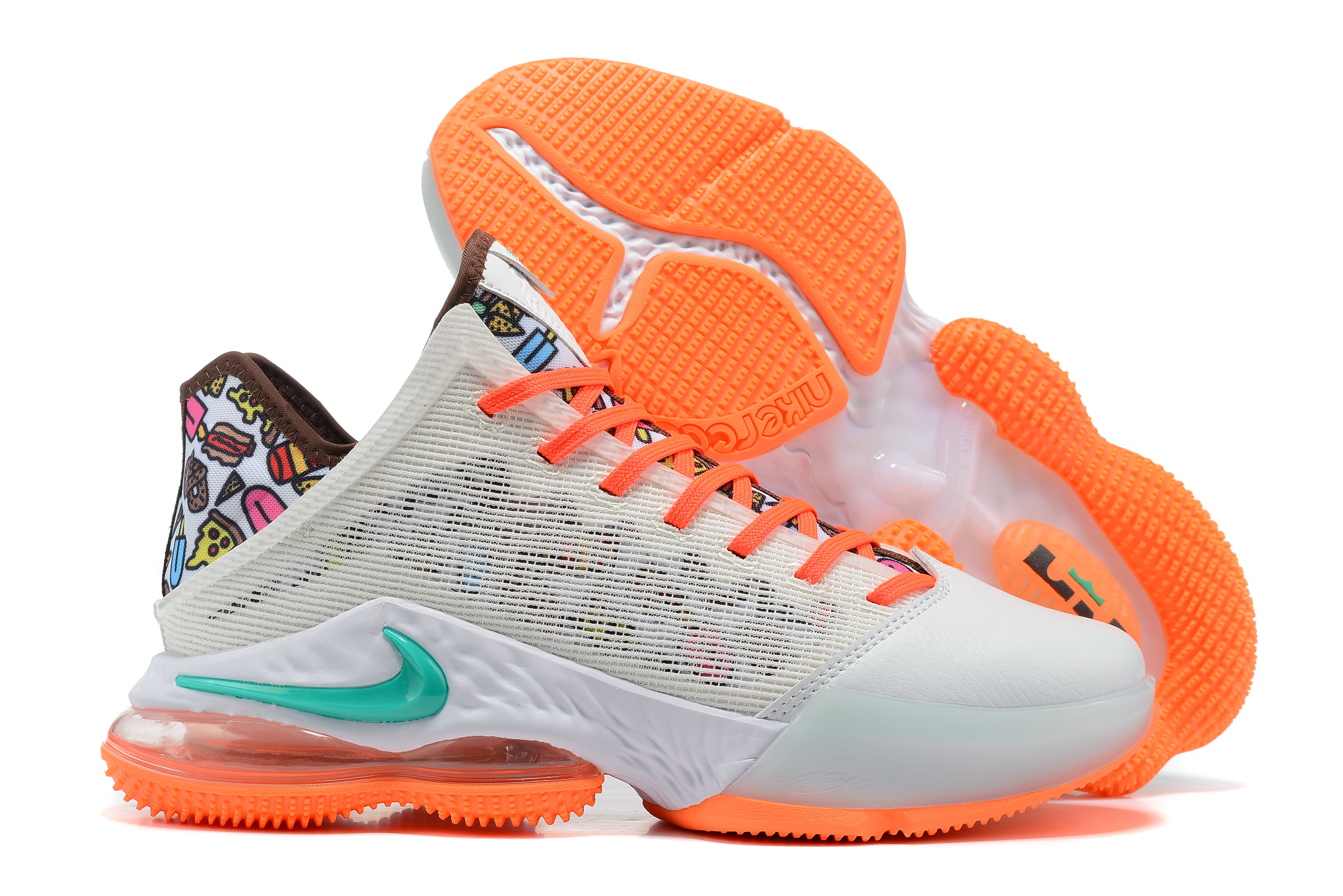 Nike LeBron 19 Low White Orange Blue Shoes
